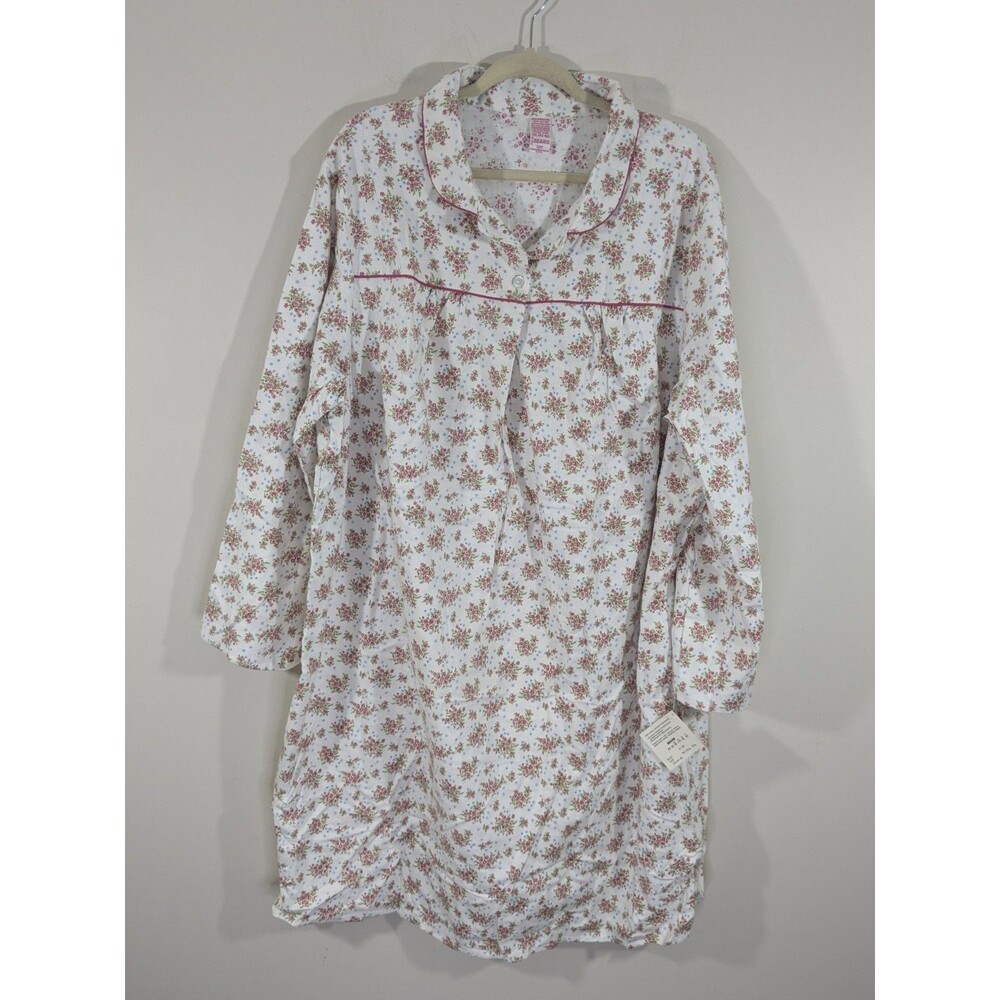 Vtg. w/Tags Sears Cotton Flannel Nightgown 3XL Cottage Core Floral 100% Cotton